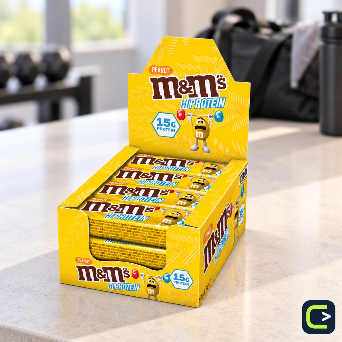 M&M's Protein Bar — Peanut — Boîte de 12 × 51 g — mise en situation, Le Coin du Sportif