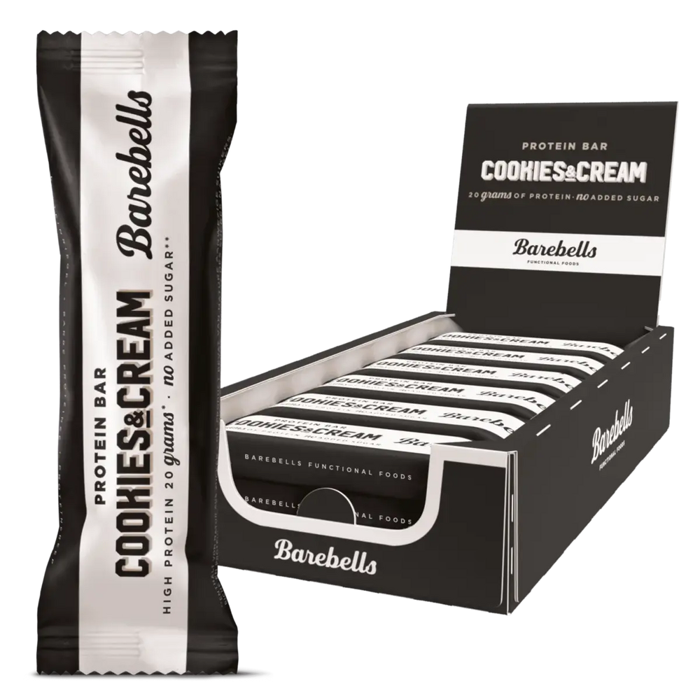 Barebells Barres protéinées — Cookies & Cream — Boîte 12 × 55 g — photo studio du fabricant