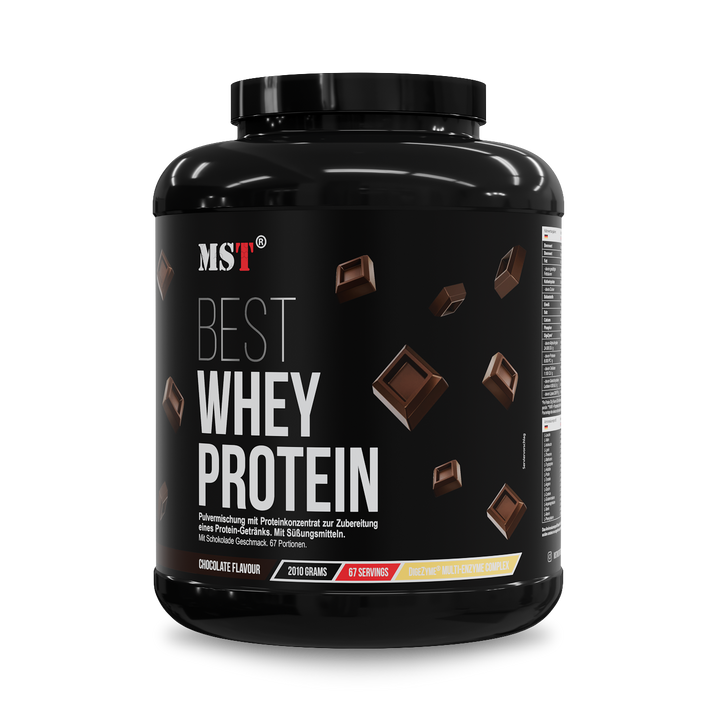 MST Best Whey Protein — Chocolat — 2,01 kg — photo studio du fabricant