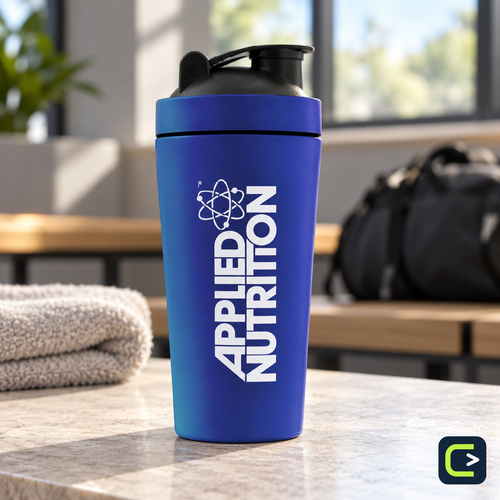 Applied Nutrition Shaker inox — Bleu — 750 ml — mise en situation, Le Coin du Sportif