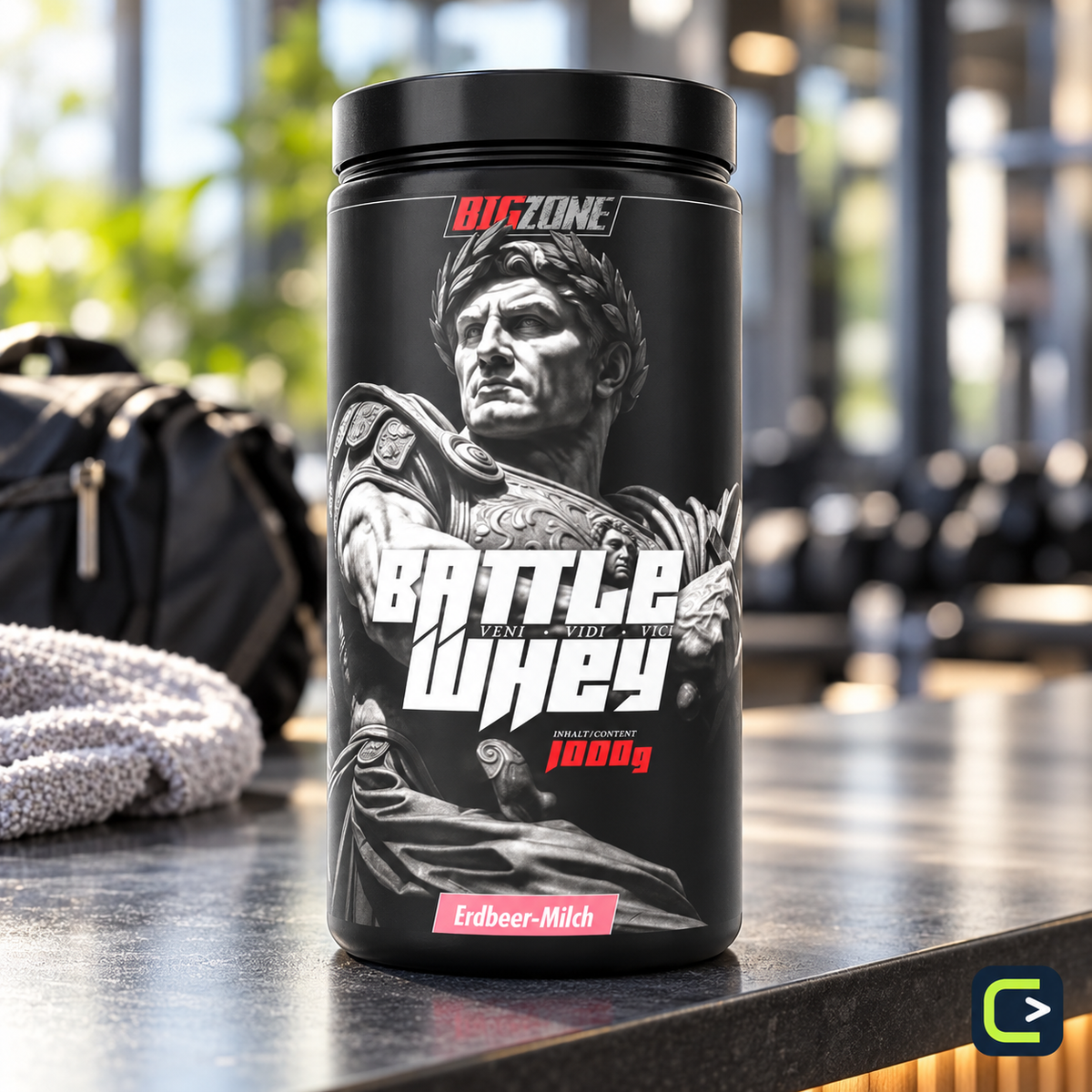 Big Zone Battle Whey — Fraise-lait — 1 kg — mise en situation, Le Coin du Sportif