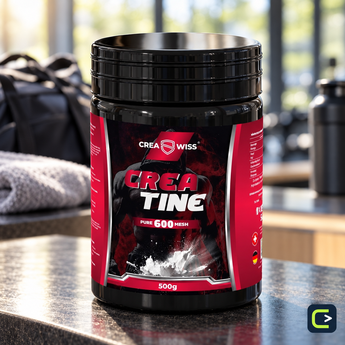 CREASWISS Créatine 600 Mesh — 500 g — mise en situation, Le Coin du Sportif