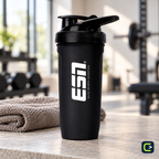ESN Smartshake Reforce Stainless Steel noir 700 ml — mise en situation sportive ; visuel retravaillé à partir de la référence produit, signature Le Coin du Sportif hors produit.