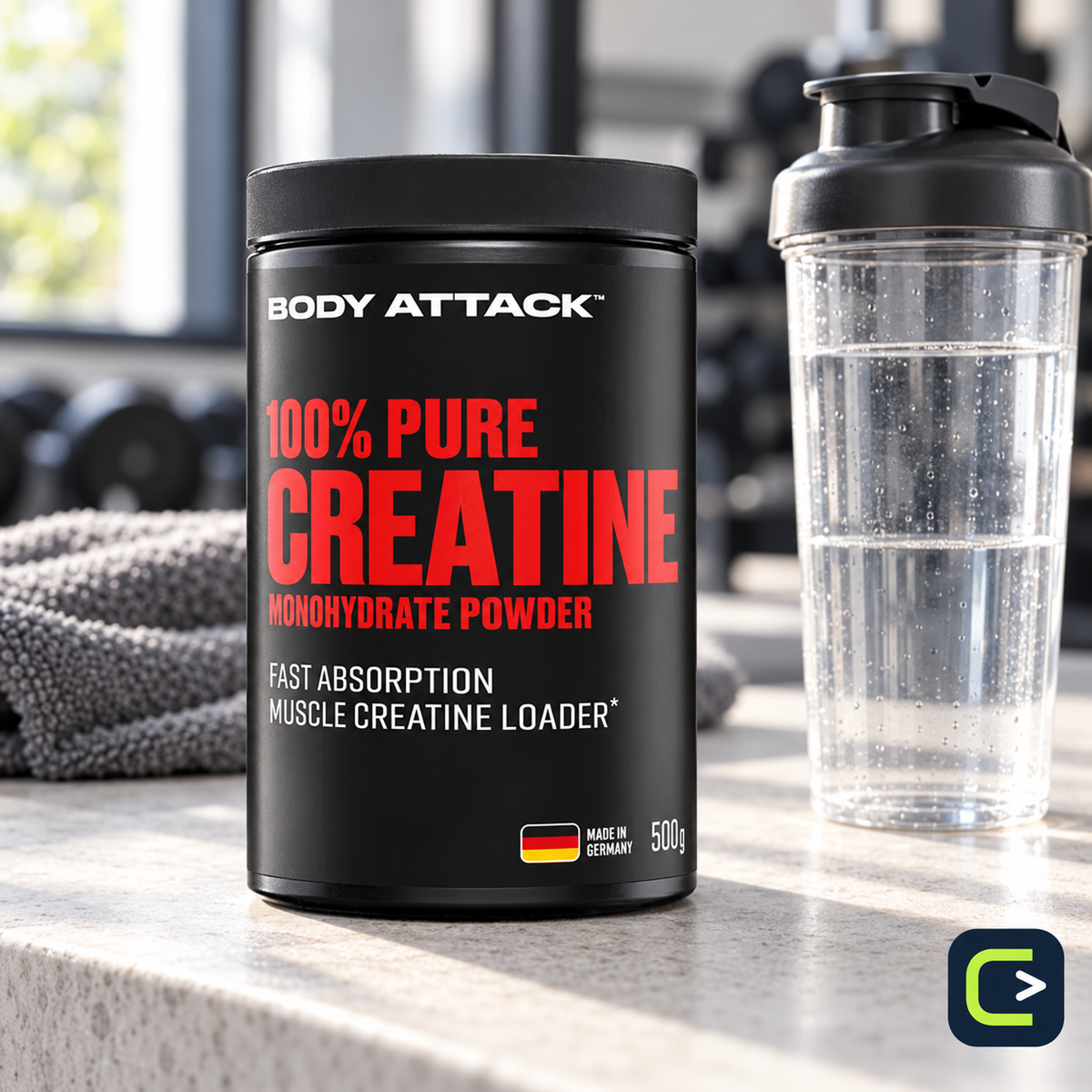 Body Attack 100% Pure Creatine — 500 g — mise en situation, Le Coin du Sportif