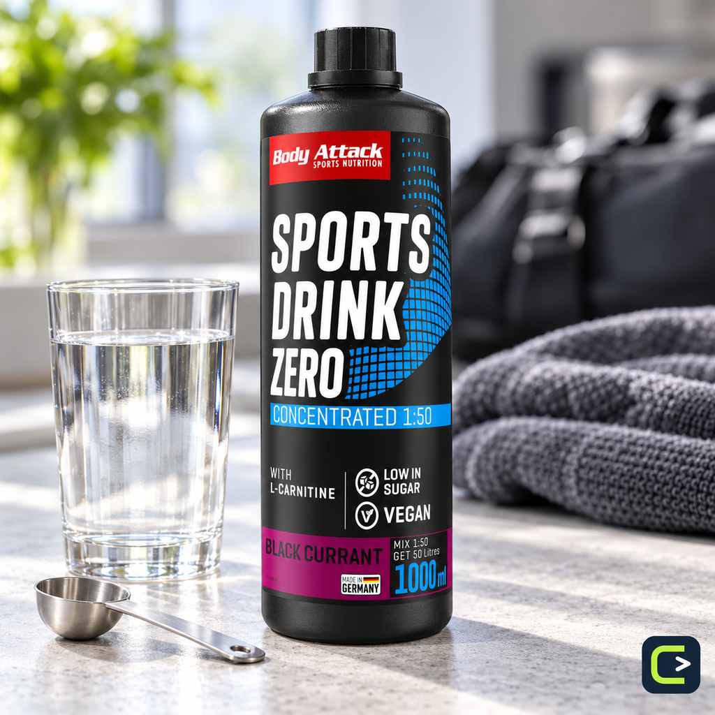 Body Attack Sports Drink Zero — Cassis — 1 L — mise en situation
